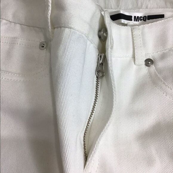 McQ by Alexander McQueen Denim Mini Skirt White Short Hybird Lace Size IT 38 - Picture 6 of 8